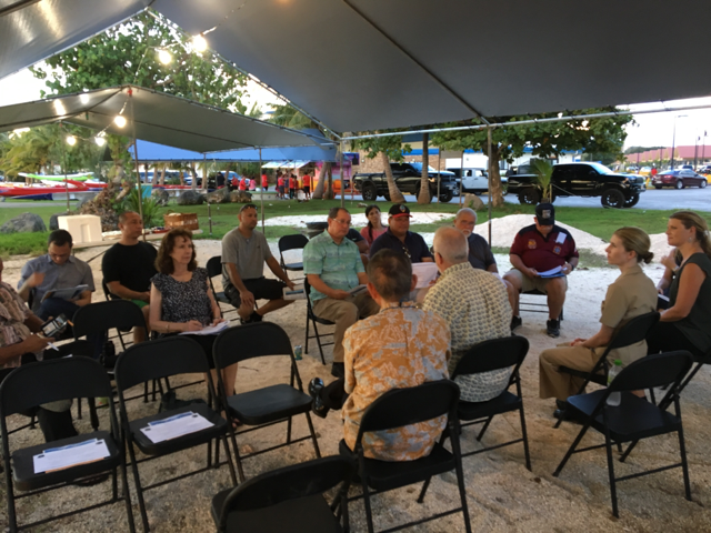 This is an image of the Navy meeting with the public in the Mariana Islands.